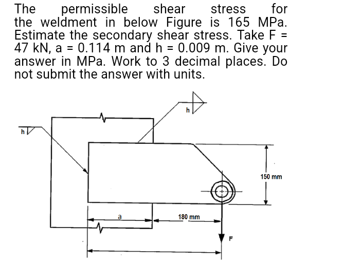 The permissible shear stress for the weldment in