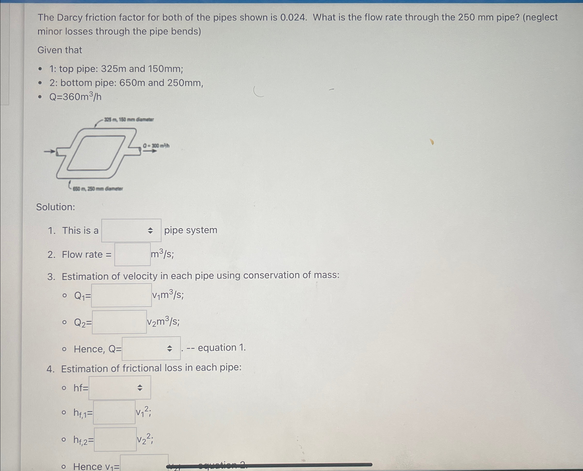 The Darcy friction factor for both of the pipes