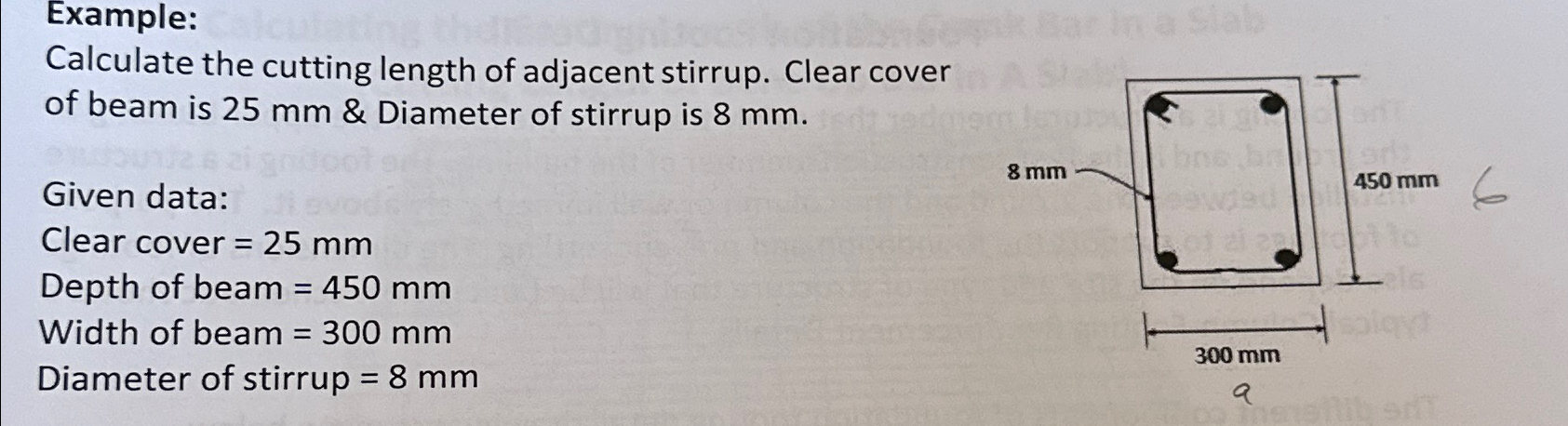 Example: Calculate the cutting length of adjacent