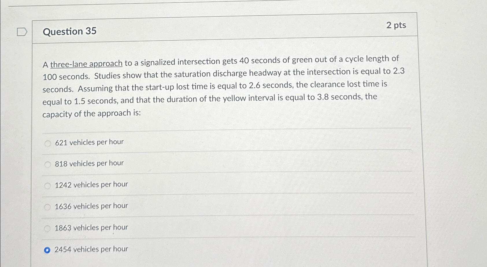 Question 3 5 2 p t s A three - lane approach to a