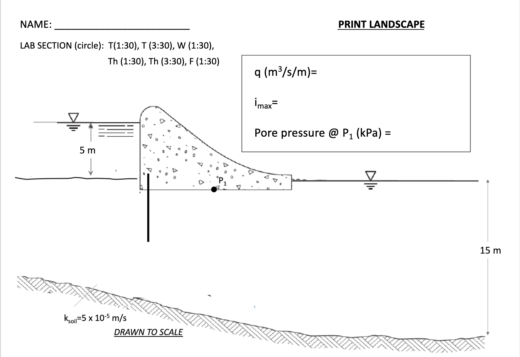 Draw a flownet with the flowlines and