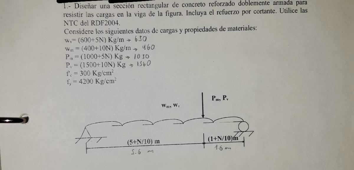1 . - Dise ar una secci n rectangular de concreto
