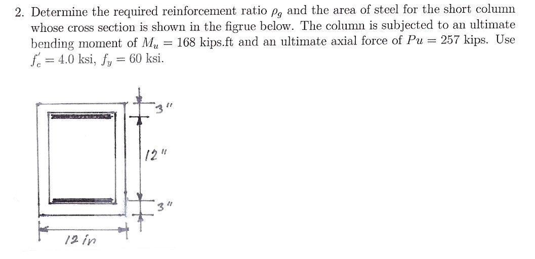 Determine the required reinforcement ratio g and