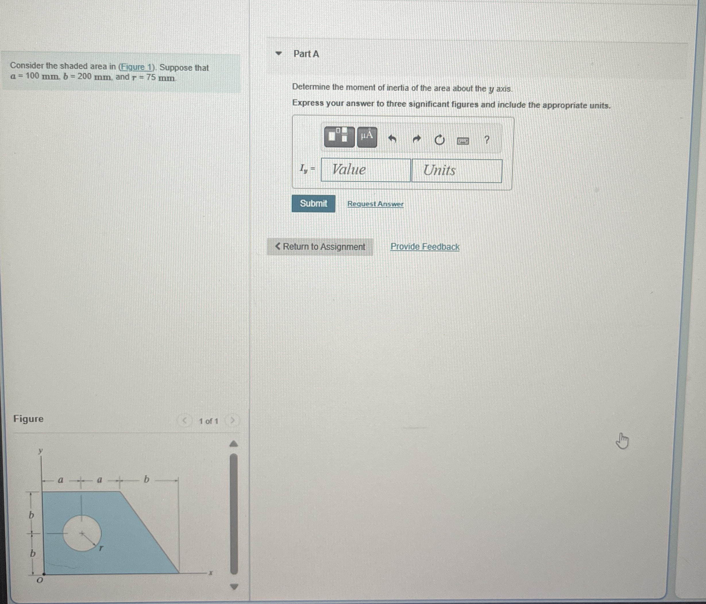 Consider the shaded area in ( Figure 1 ) .
