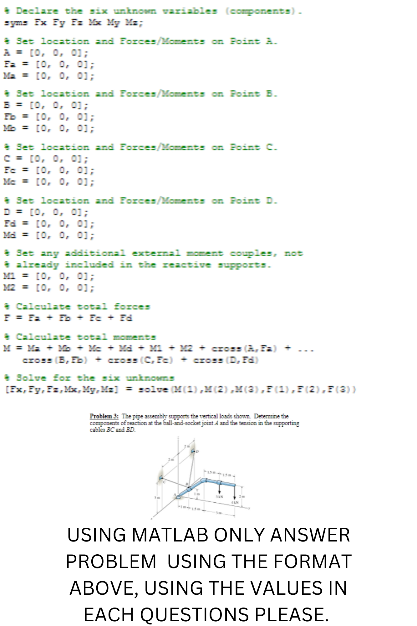 f Declare the gix unknourn variables