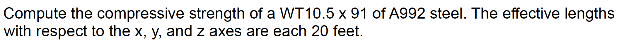 Compute the compressive strength of a WT 1 0 . 5