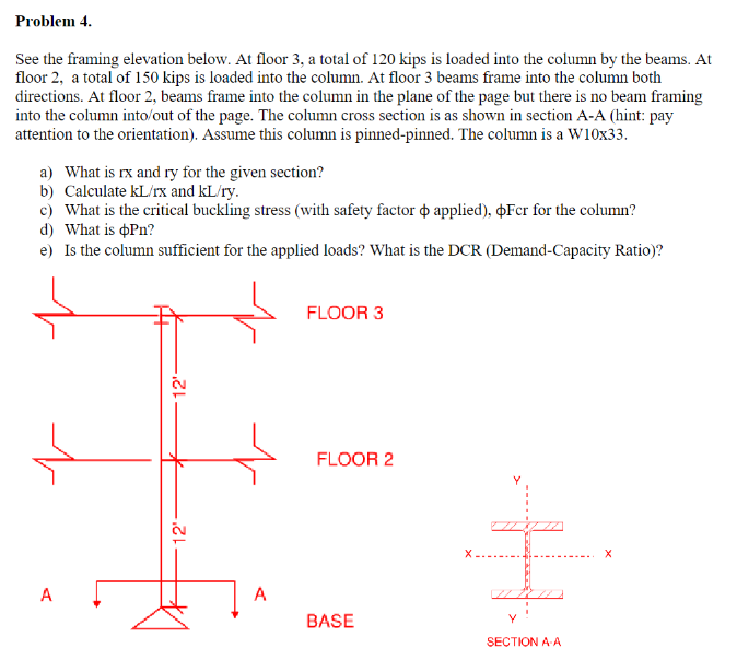 Problem 4 . See the framing elevation below. At