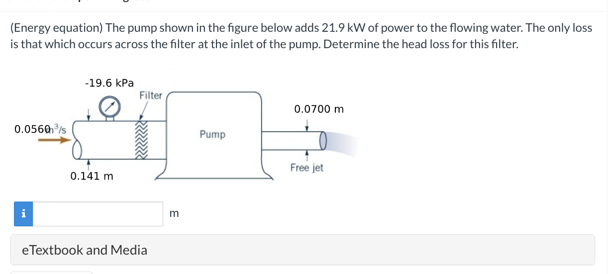 ( Energy equation ) The pump shown in the figure