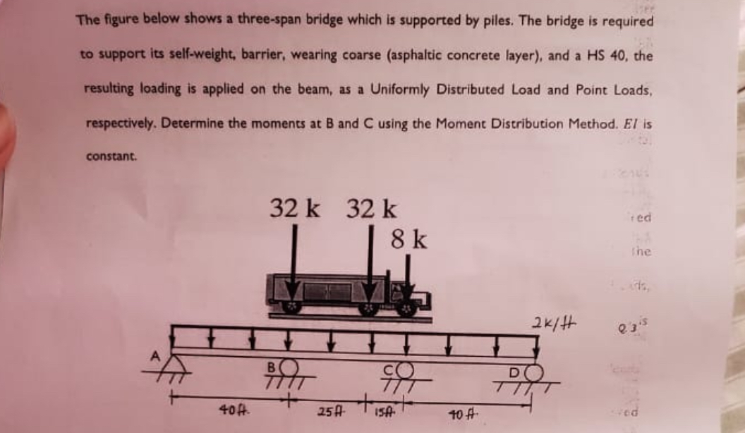 The figure below shows a three - span bridge