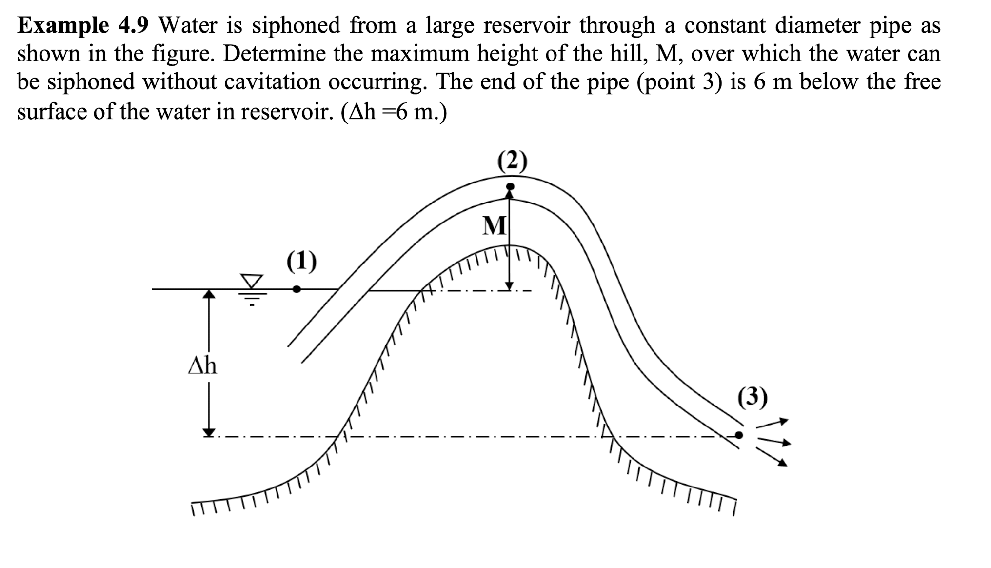 Example 4 . 9 Water is siphoned from a large