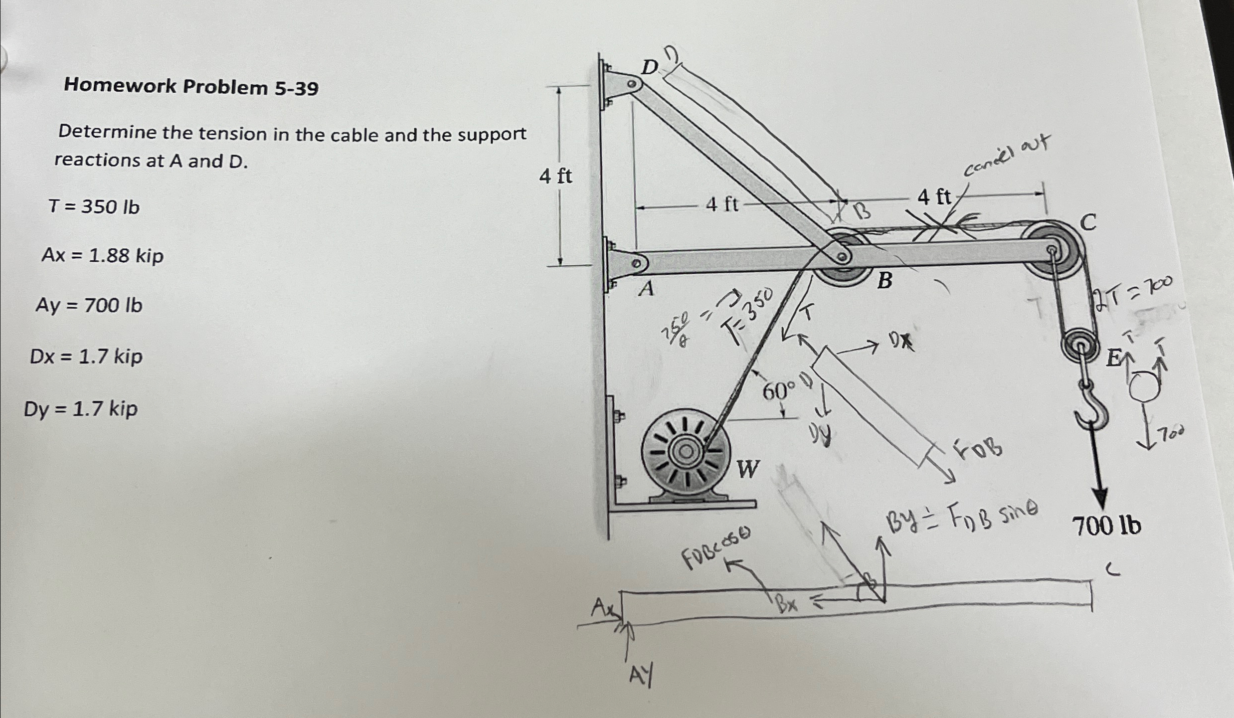 Homework Problem 5 - 3 9 Determine the tension in