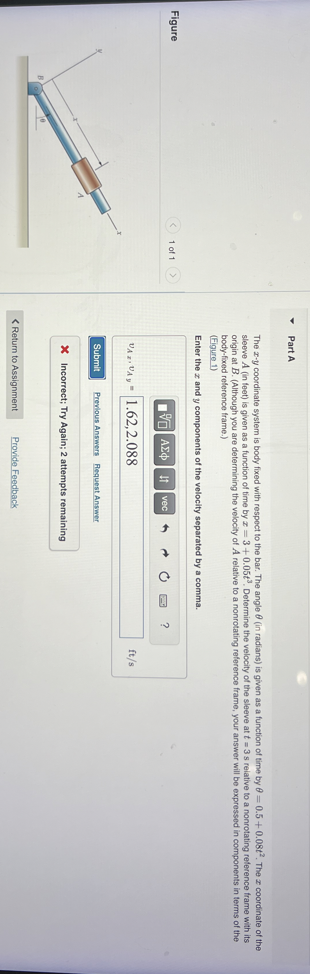 Part A The x - y coordinate system is body fixed