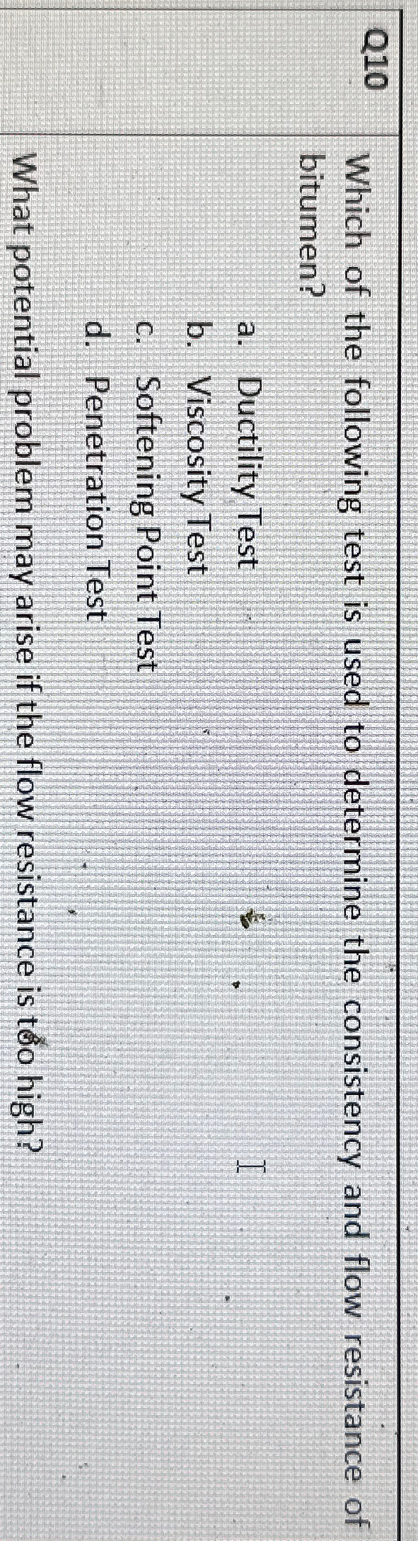 Q 1 0 Which of the following test is used to