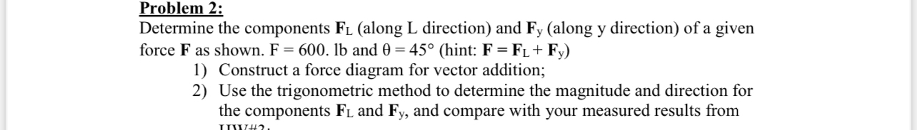 Problem 2 : Determine the components F L ( along