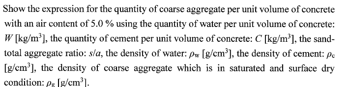 Show the expression for the quantity of coarse