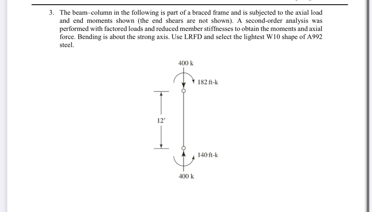 The beam - column in the following is part of a