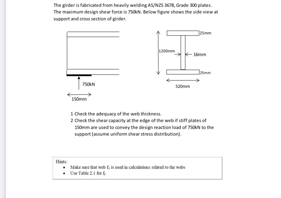 The girder is fabricated from heavily welding AS