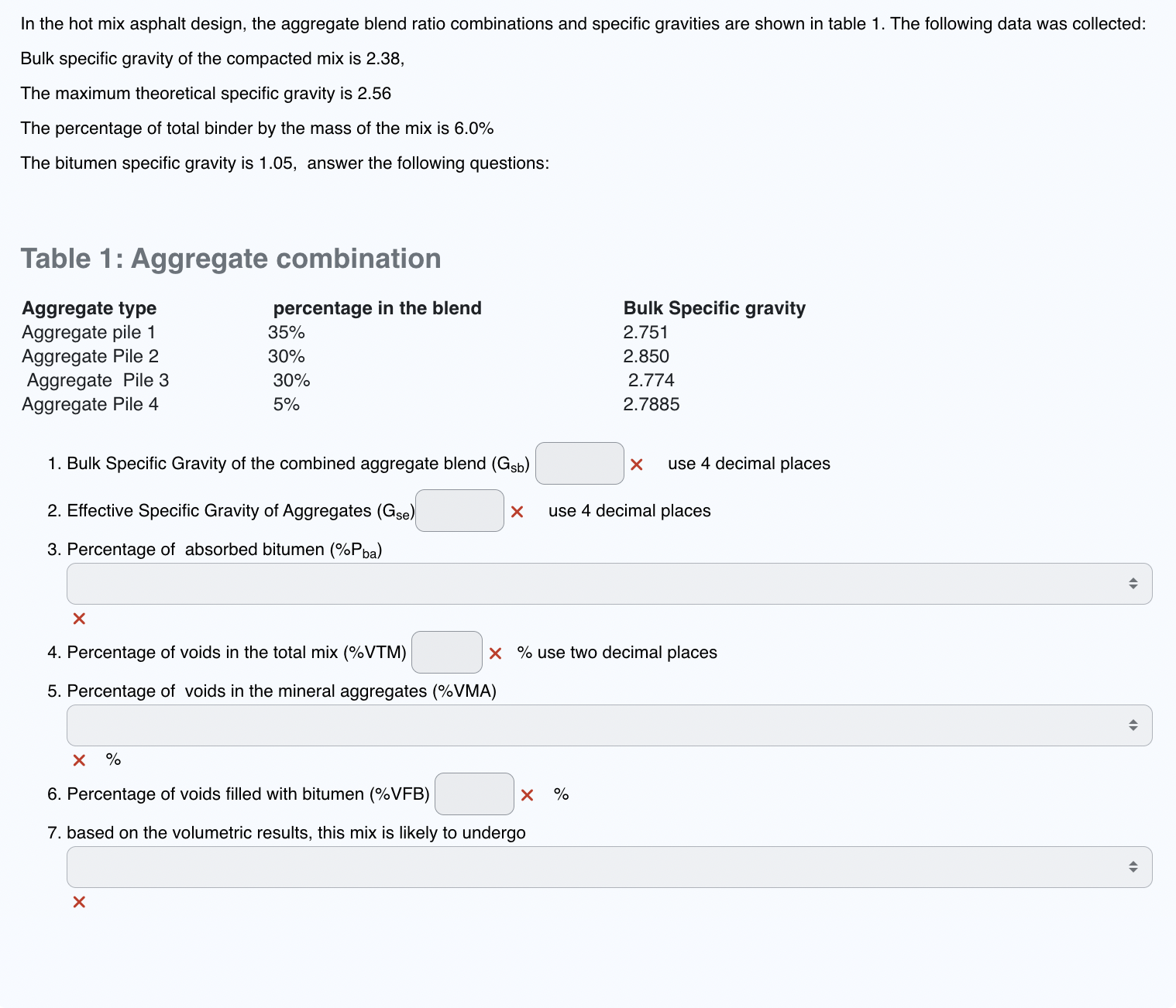 In the hot mix asphalt design, the aggregate