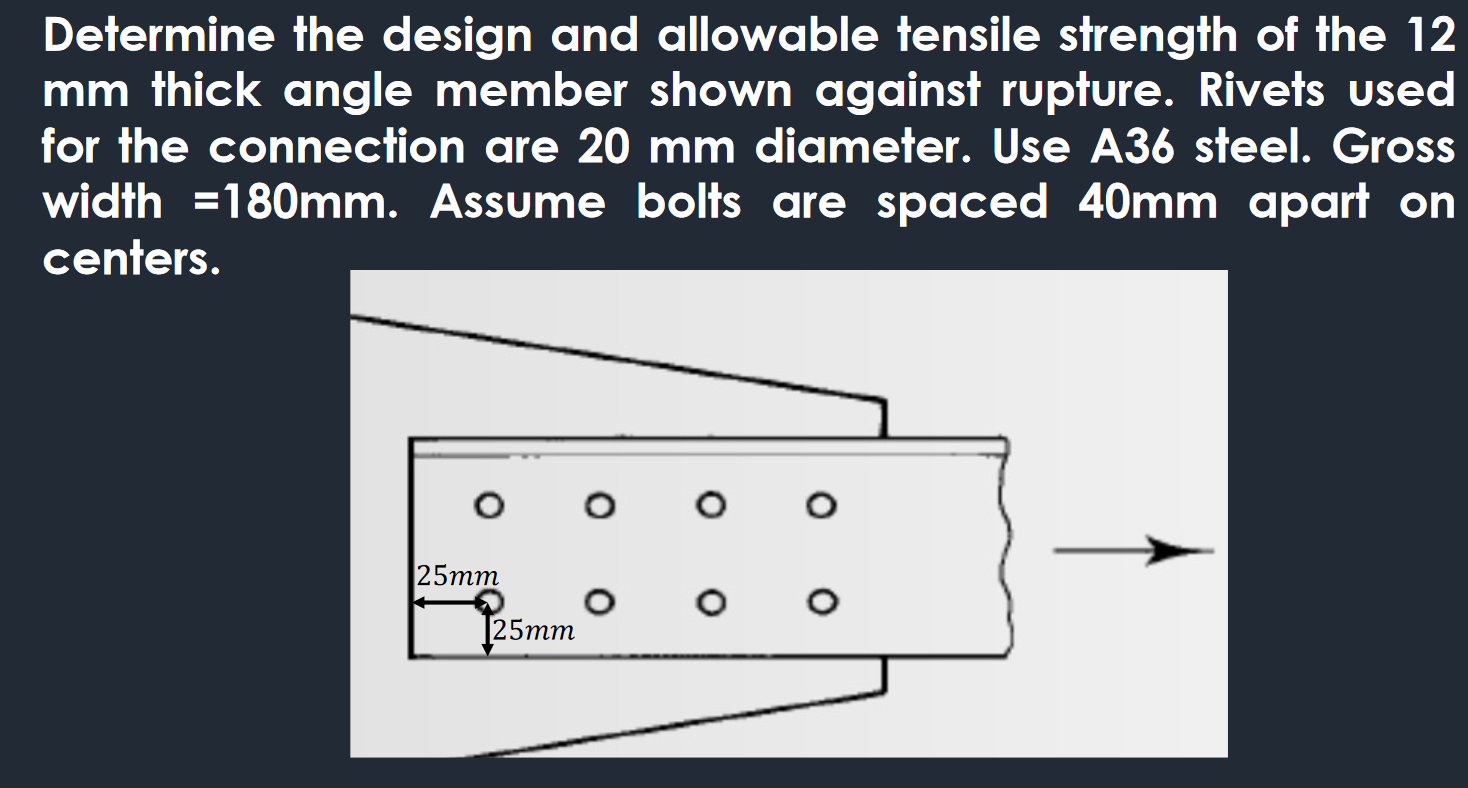 Determine the design and allowable tensile