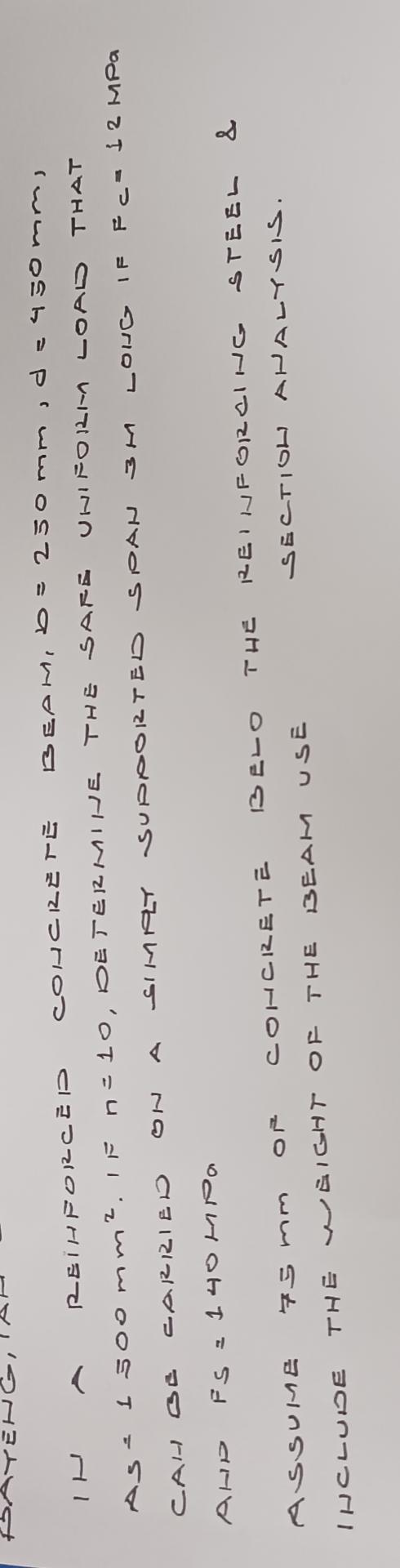 IH A REIHFORCED COMCRETE BEAM, D = 2 5 0 m m , d
