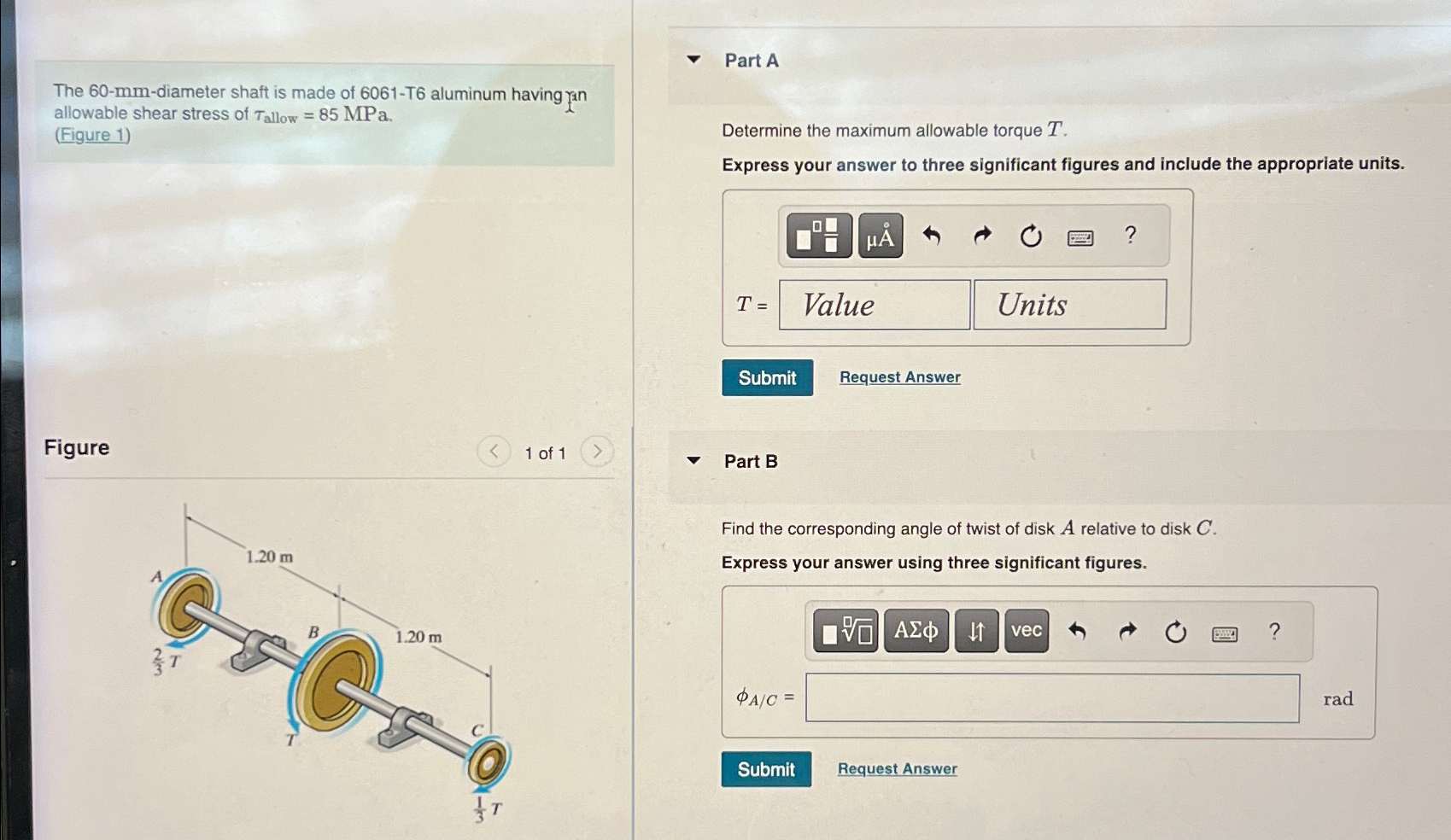 The 6 0 - mm - diameter shaft is made of 6 0 6 1