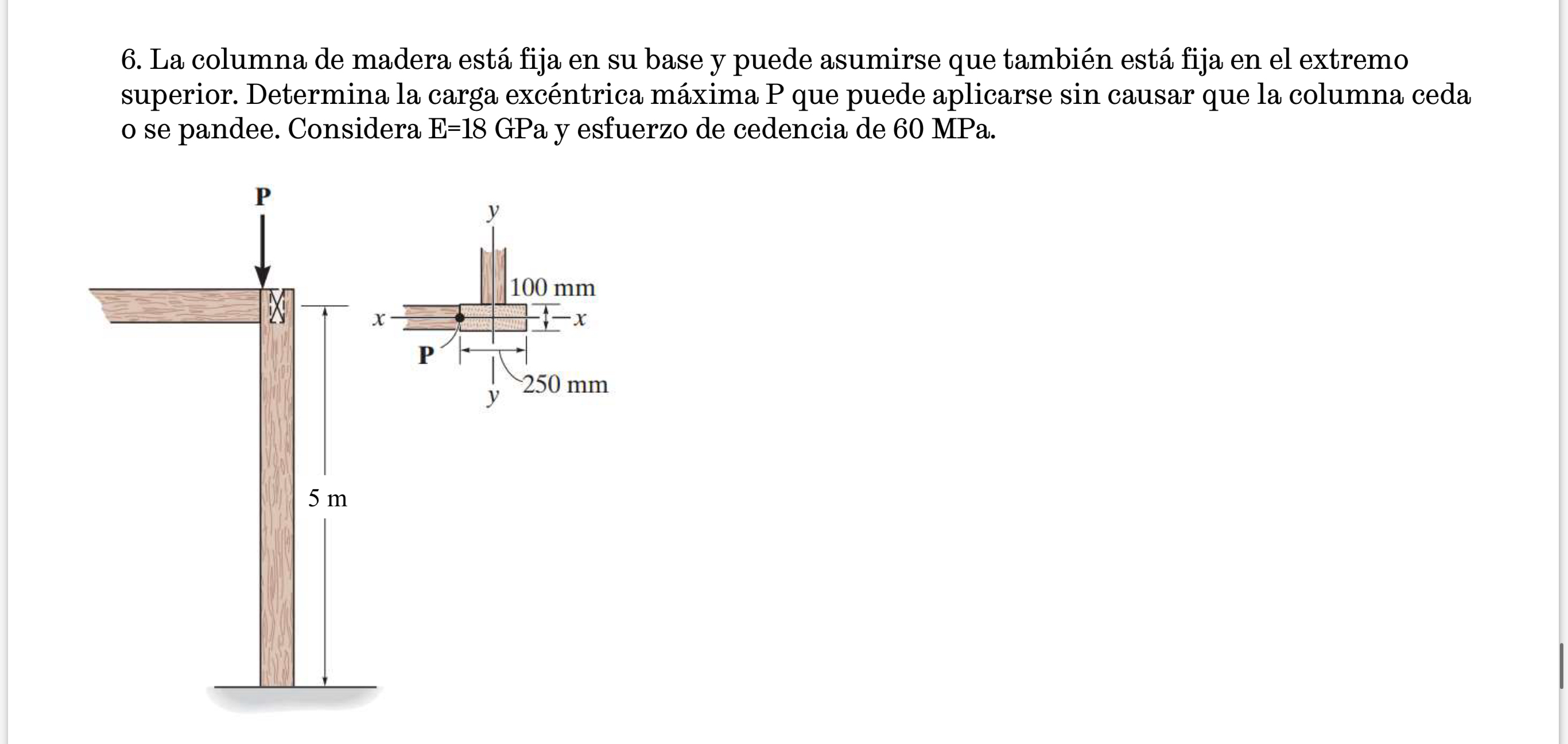 La columna de madera est fija en su base y puede