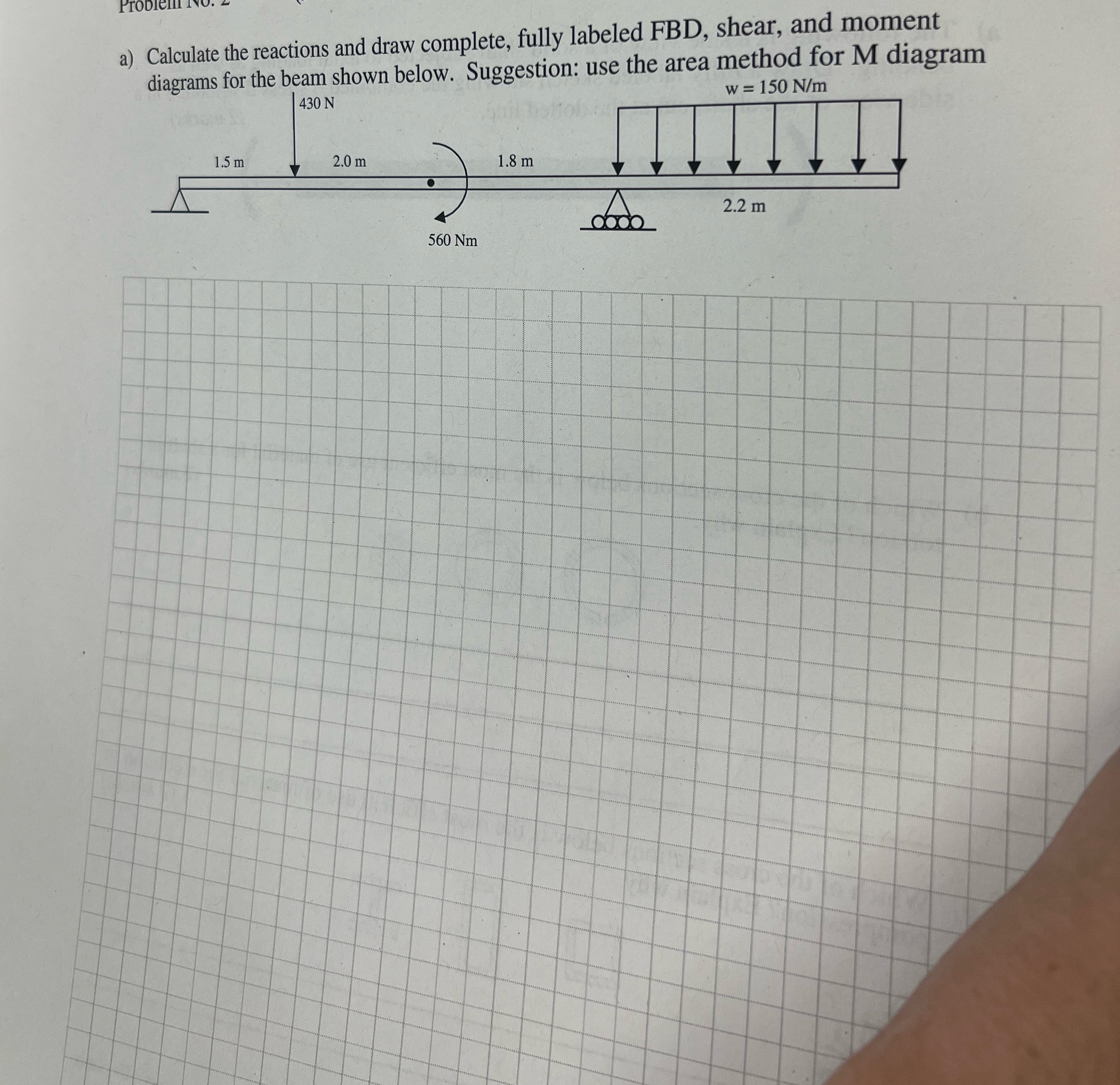a ) Calculate the reactions and draw complete,