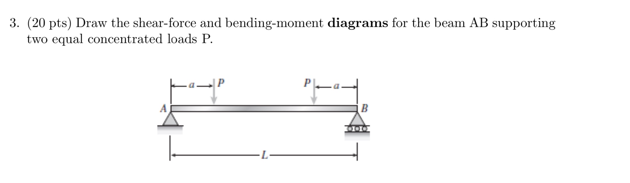 ( 2 0 pts ) Draw the shear - force and bending -
