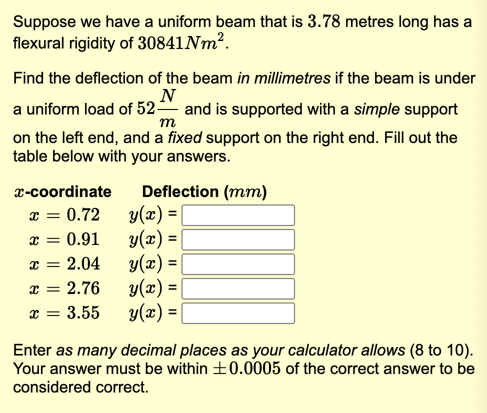 Suppose we have a uniform beam that is 3 . 7 8