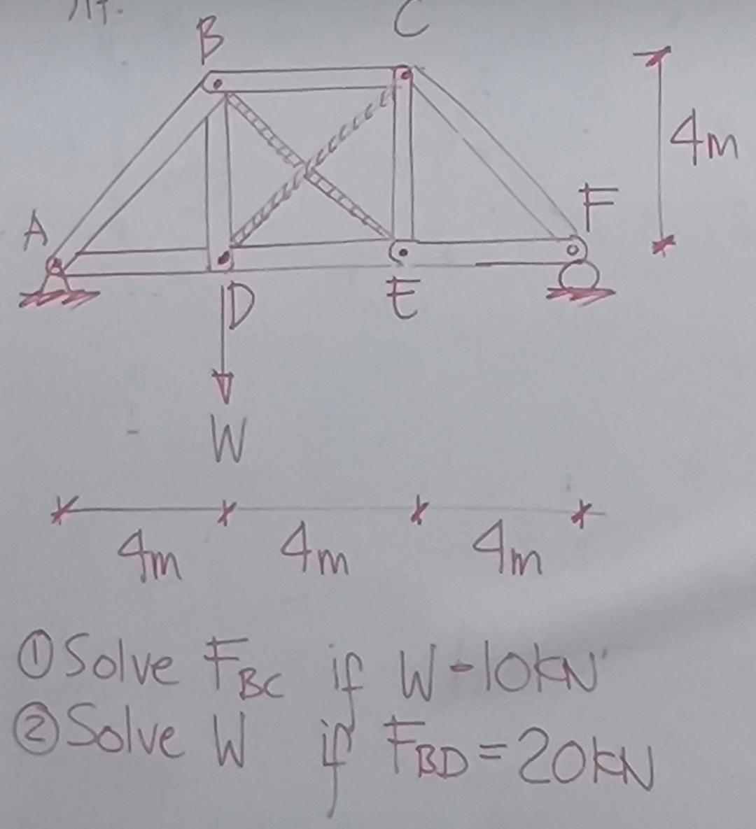 ( 1 ) Solve F B C if W - lolan ( 2 ) Solve W if F