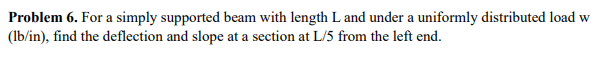 Problem 6 . For a simply supported beam with