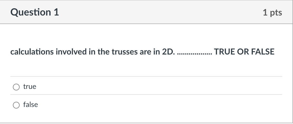 Question 1 calculations involved in the trusses