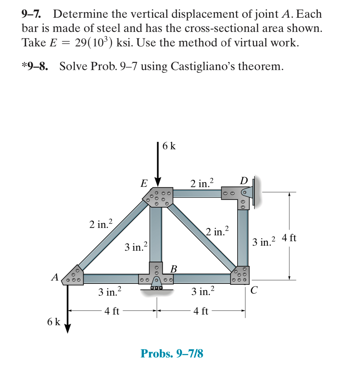 9 - 7 . Determine the vertical displacement of