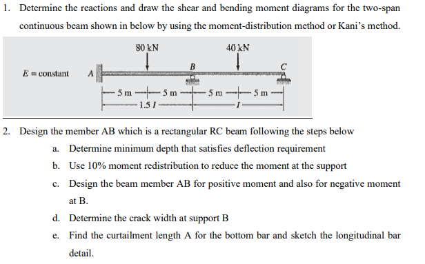 Determine the reactions and draw the shear and