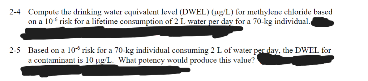 2 - 4 Compute the drinking water equivalent level
