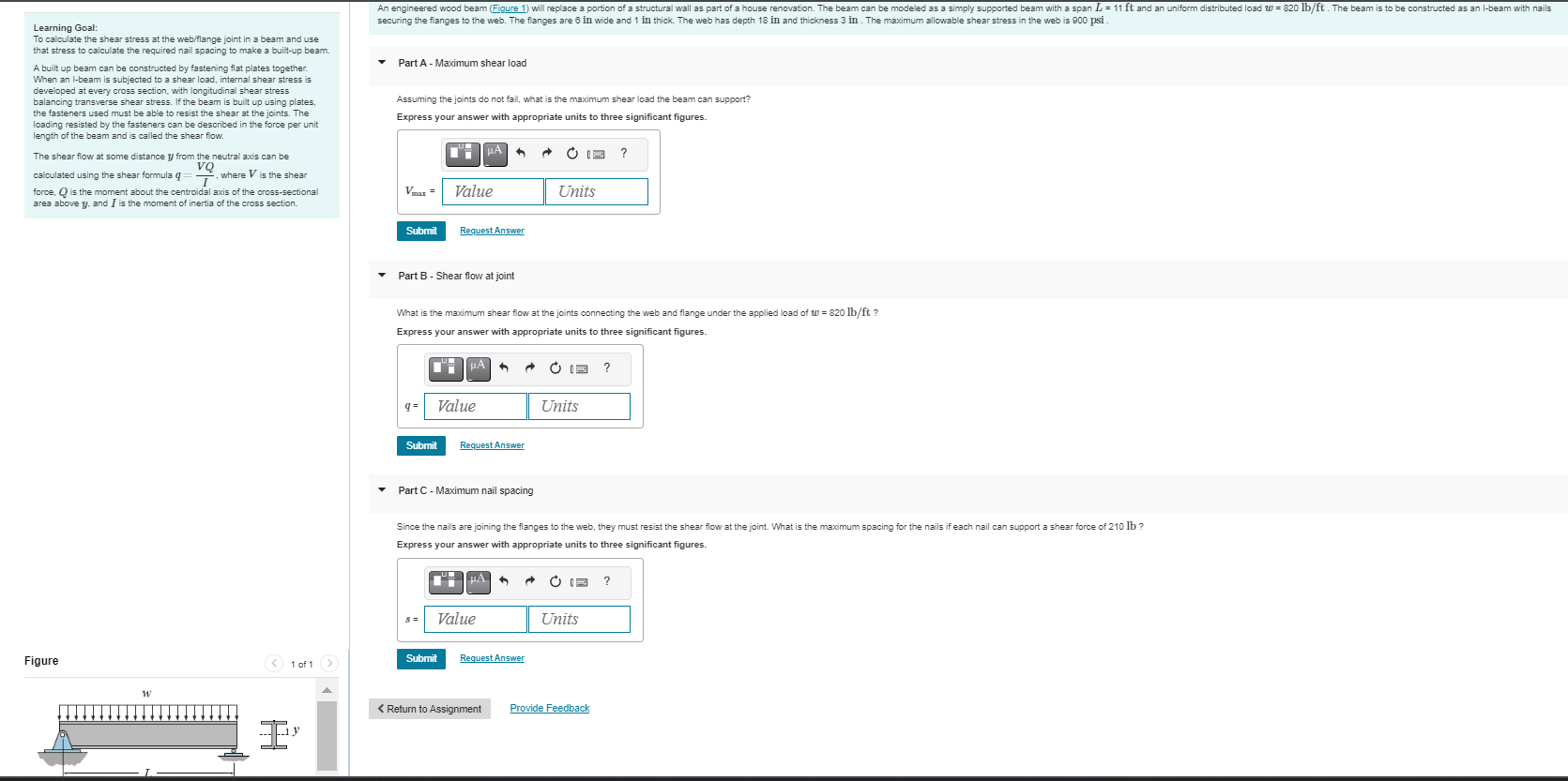 Part A - Maximum shear loadsecuring the flanges