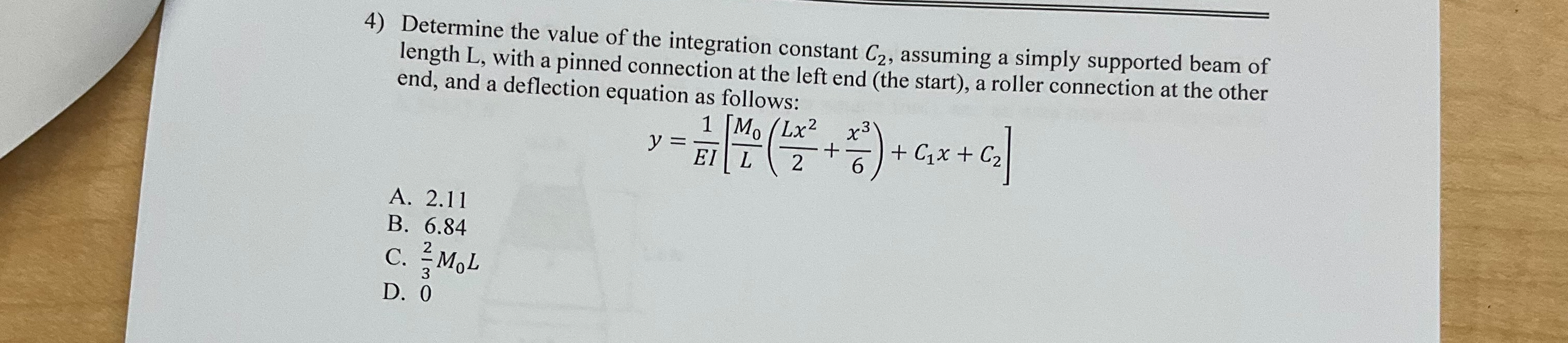 Determine the value of the integration constant C