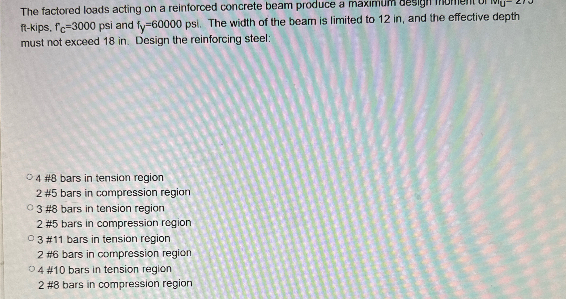 The factored loads acting on a reinforced