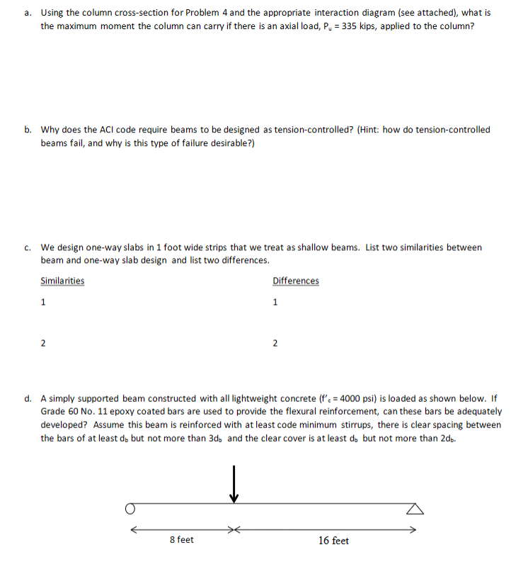 a . Using the column cross - section for Problem
