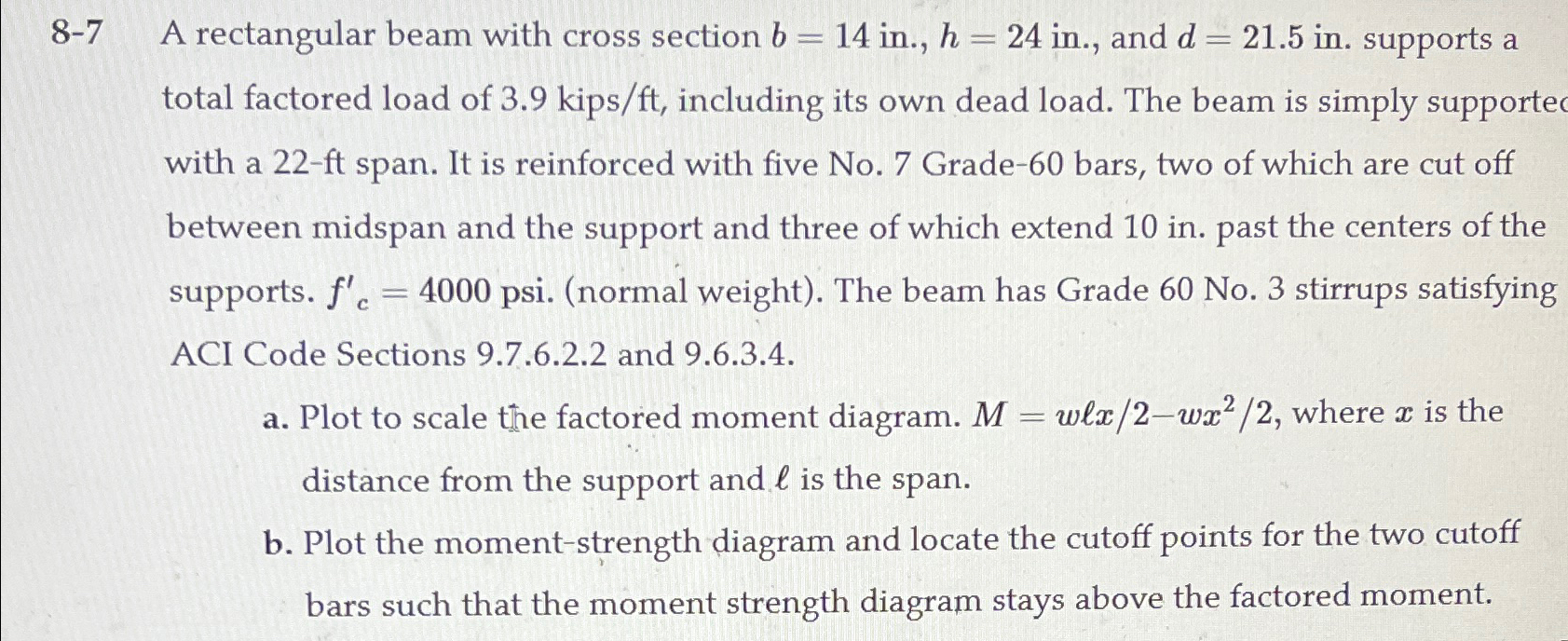 8 - 7 A rectangular beam with cross section b = 1