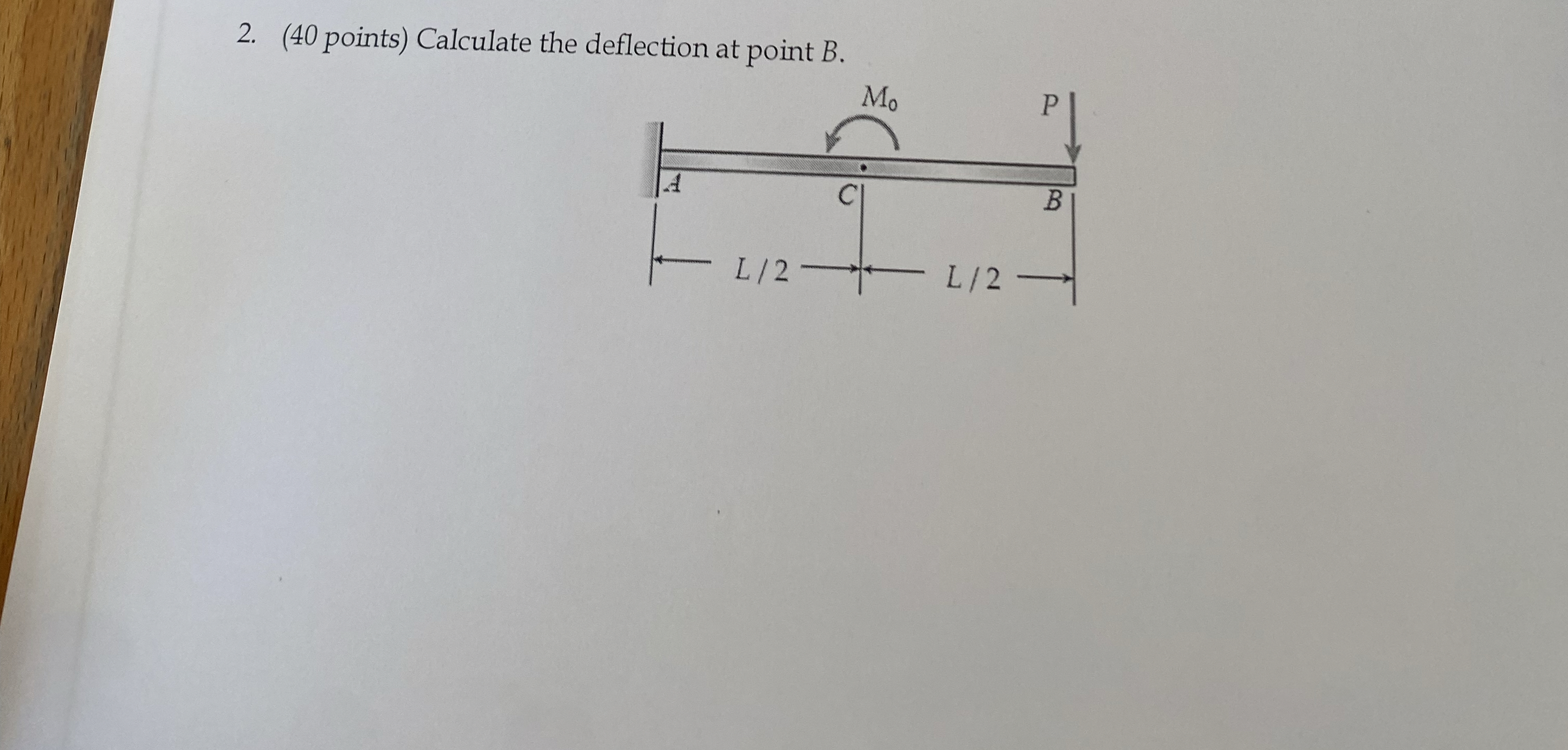 ( 4 0 points ) Calculate the deflection at point