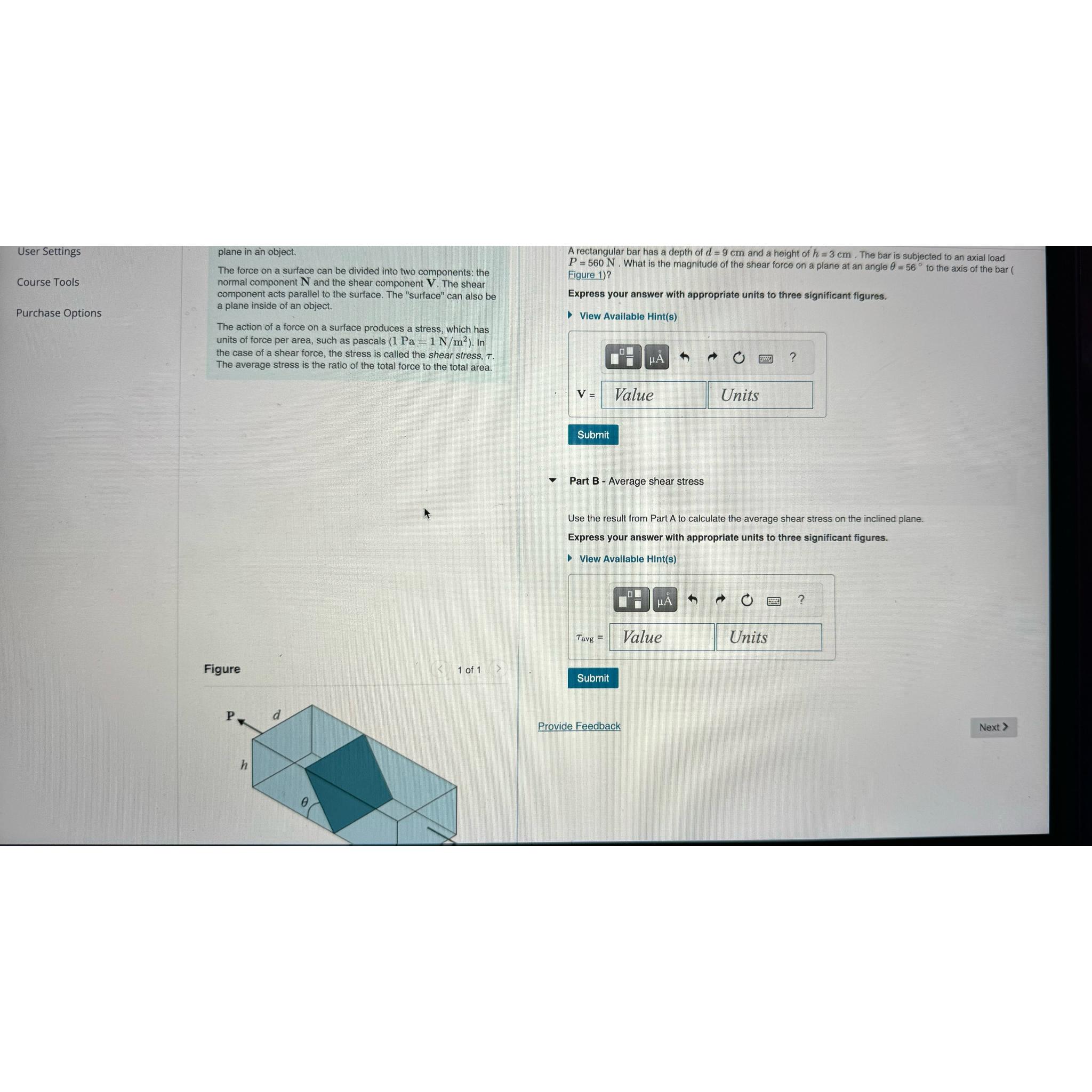 User Settings Course Tools Purchase Options plane