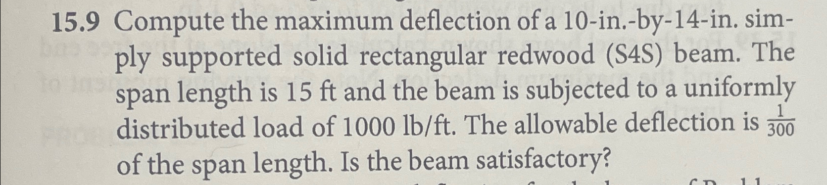 1 5 . 2 0 Compute the maximum deflection of a 1 0