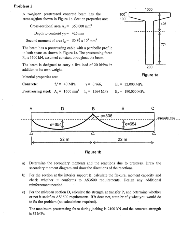 Problem 1 A two - span prestressed concret beam