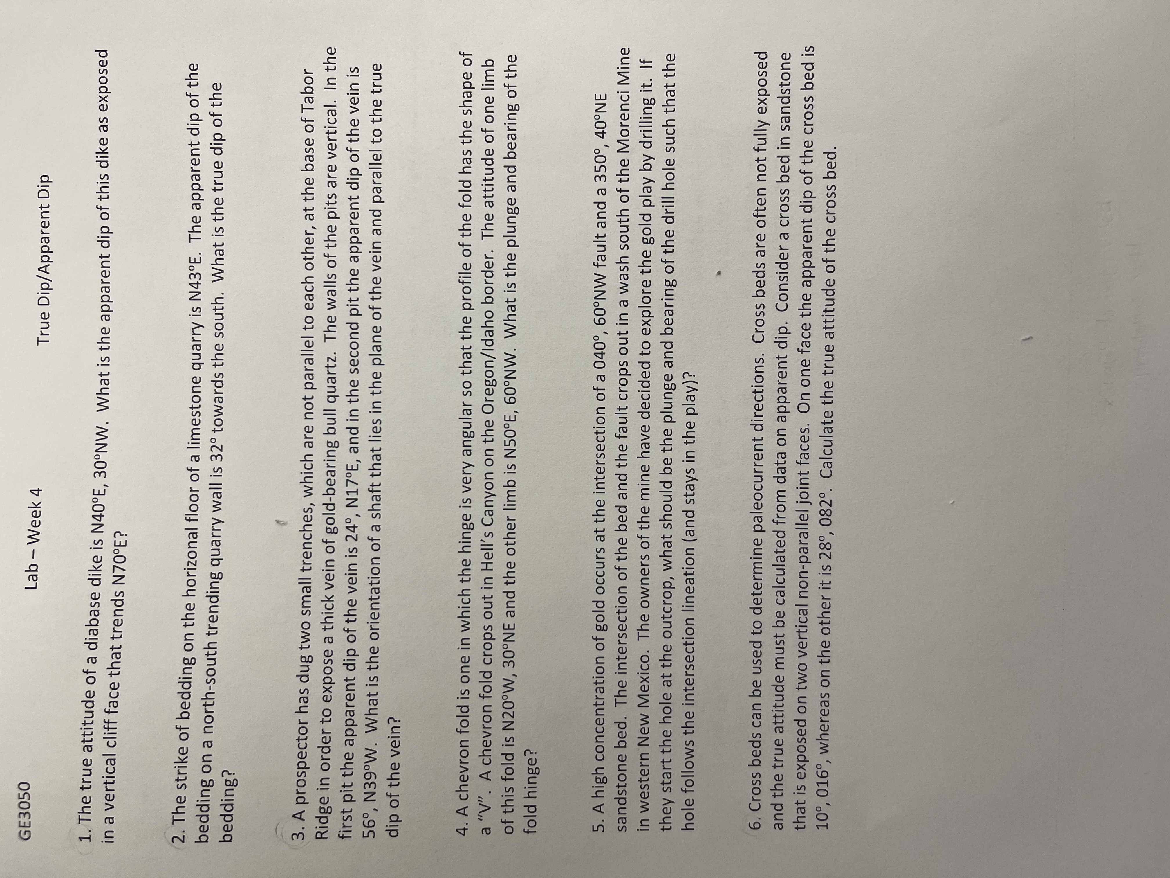 GE 3 0 5 0 Lab - Week 4 True Dip / Apparent Dip