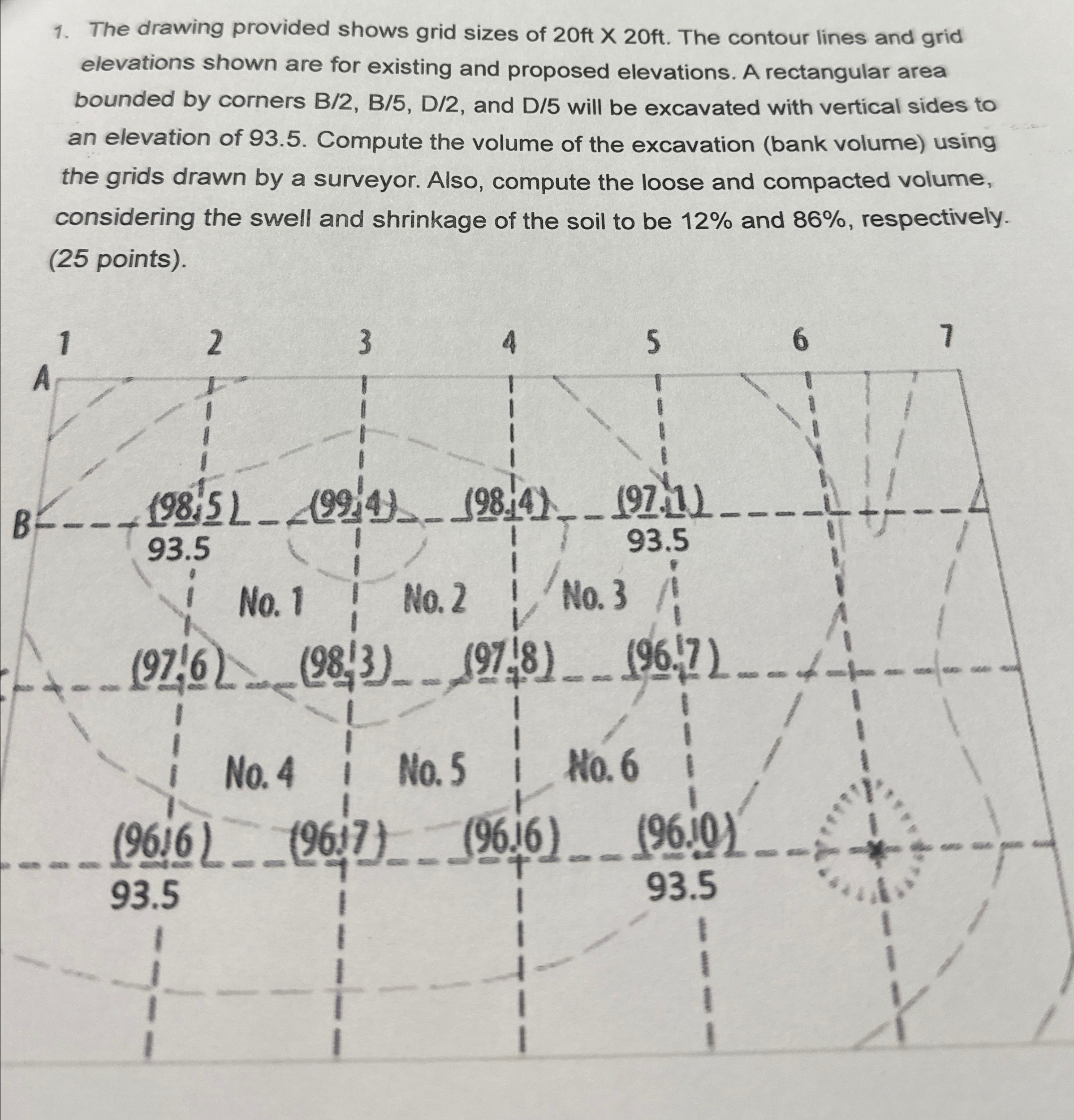 The drawing provided shows grid sizes of 2 0 f t
