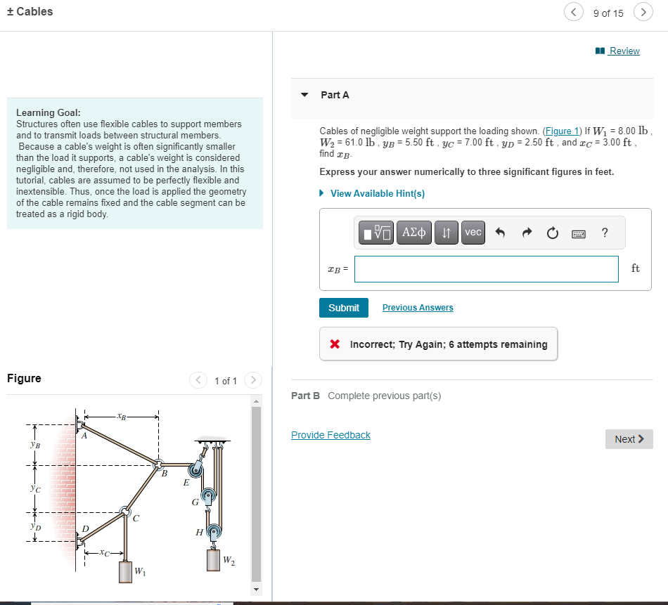 Cables of negligible weight support the loading
