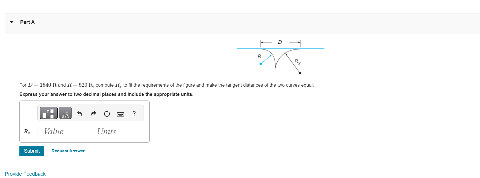 For D = 1 5 4 0 f t and R = 5 2 0 f t , compute R