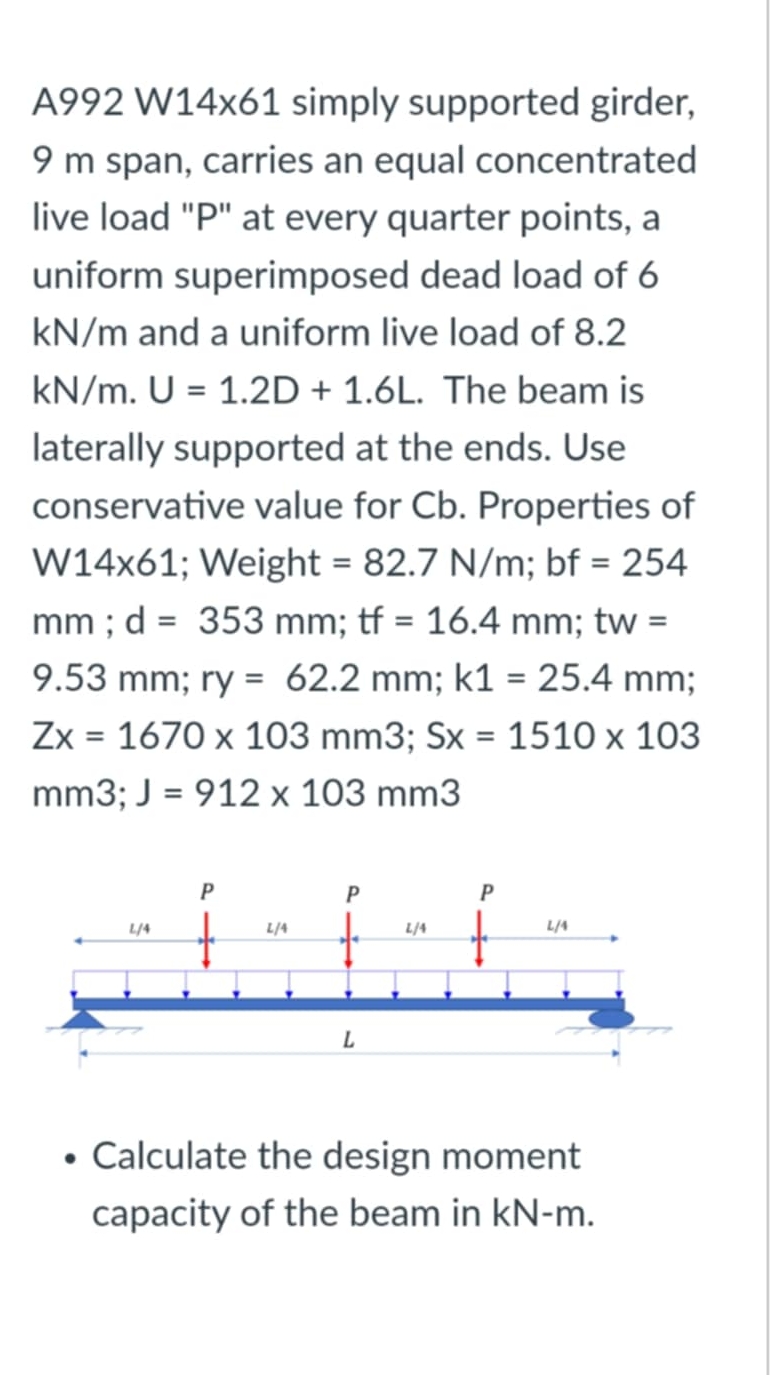 A 9 9 2 W 1 4 x 6 1 simply supported girder, 9 m