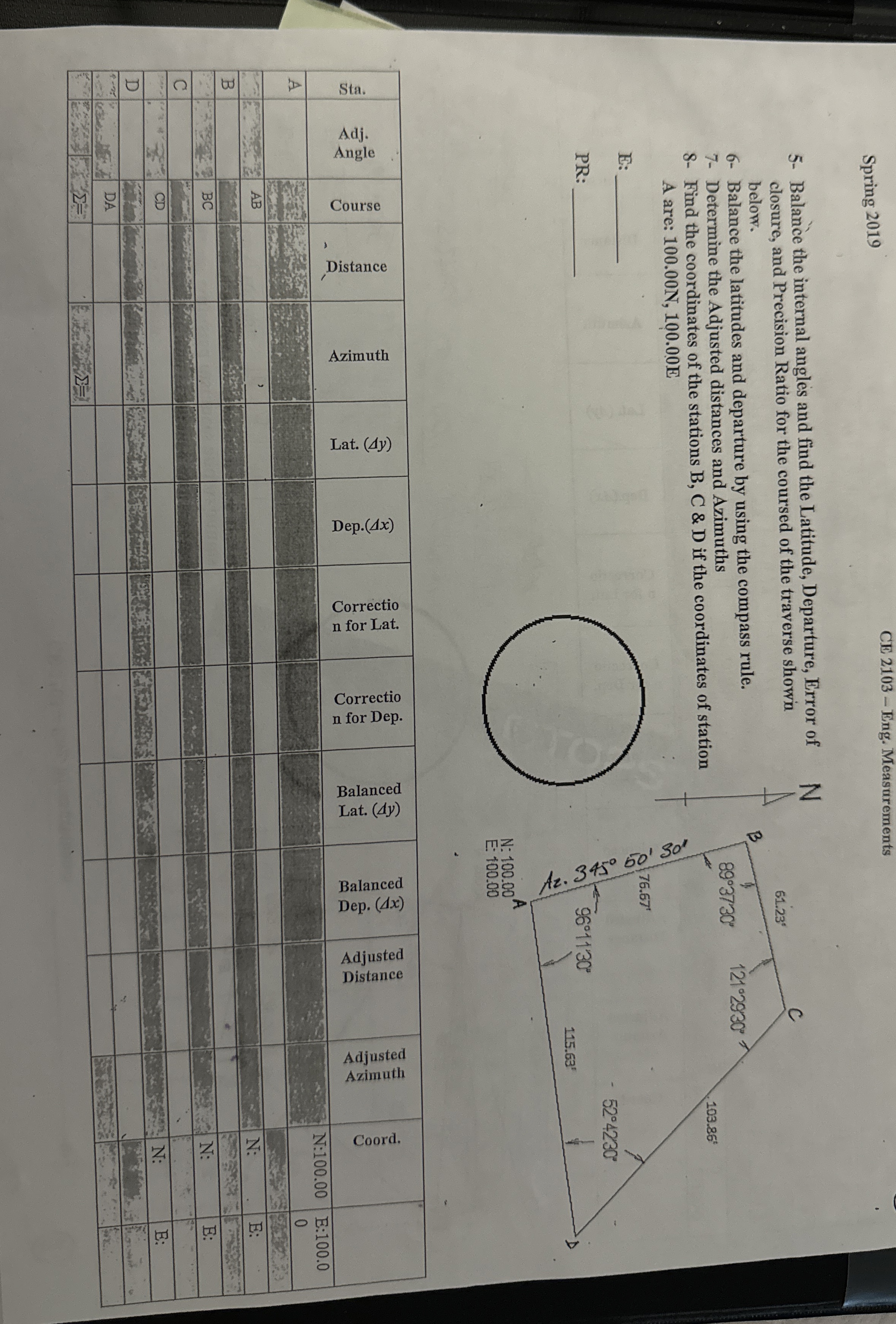 Question 5 : Balance the internal angles and find